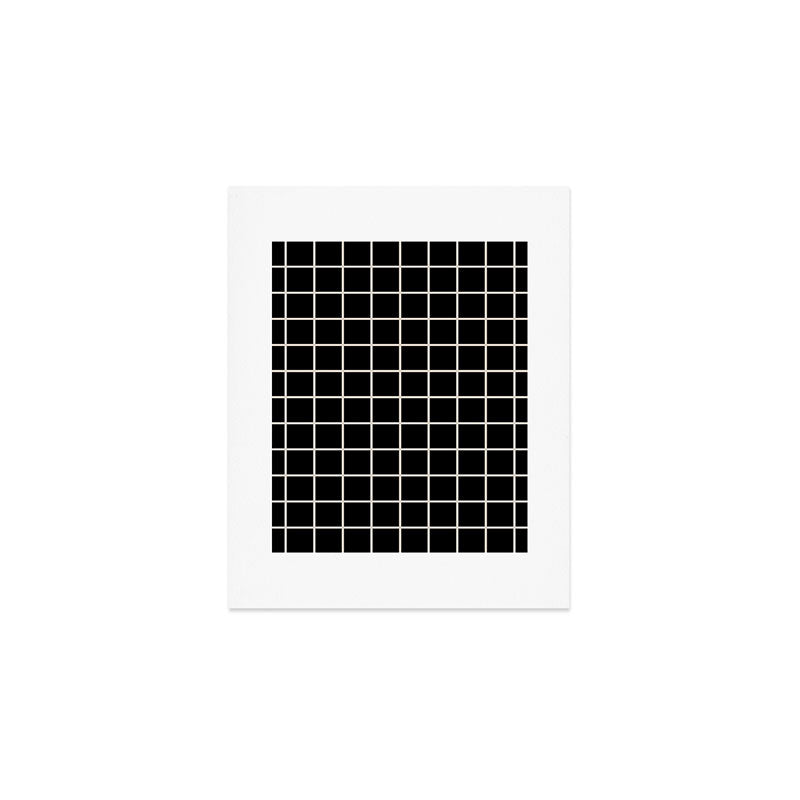 Grid Pattern Black and Linen White Art Print Gallery Image 1