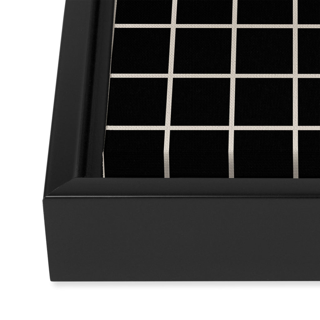 Grid Pattern Black and Linen White Framed Canvas Print Gallery Image 3