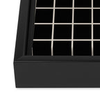 Grid Pattern Black and Linen White Framed Canvas Print Gallery Image 3