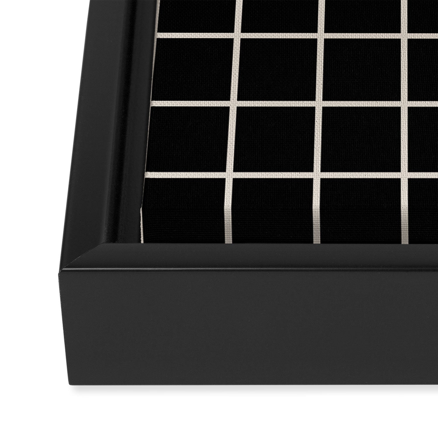 Grid Pattern Black and Linen White Framed Canvas Print Gallery Image 3