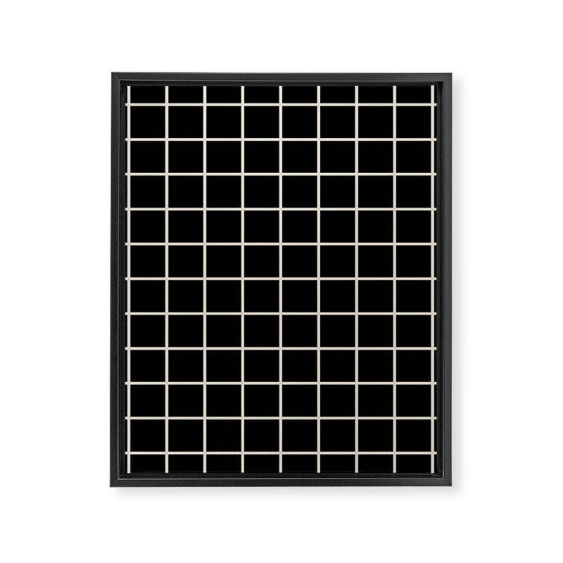 Grid Pattern Black and Linen White Framed Canvas Print Gallery Image 8