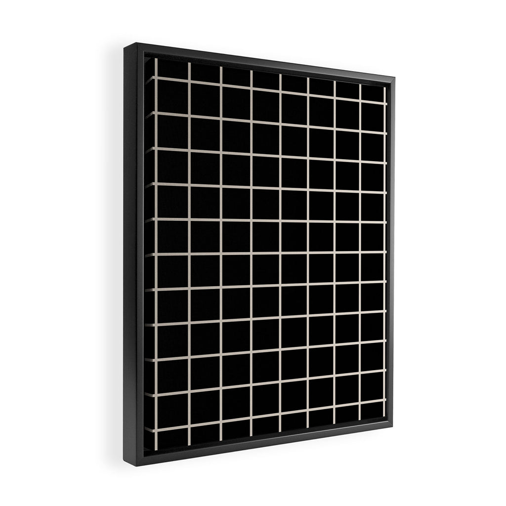 Grid Pattern Black and Linen White Framed Canvas Print Gallery Image 2