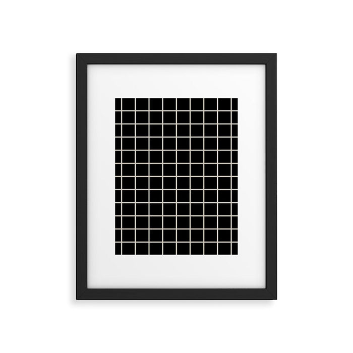 Grid Pattern Black and Linen White Framed Art Print Gallery Image 1