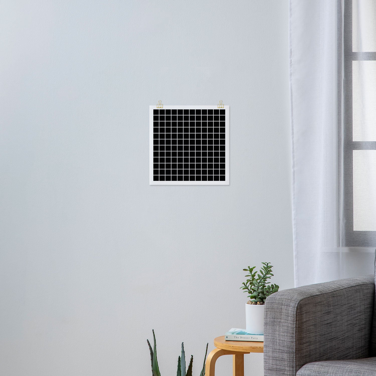 Grid Pattern Black and White 2 Art Print Gallery Image 3
