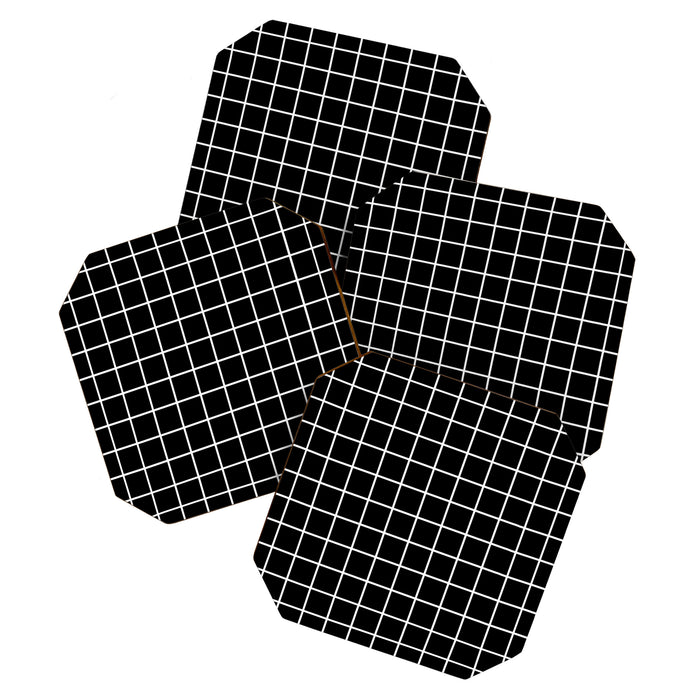 Grid Pattern Black and White 2 Coaster Gallery Image 1