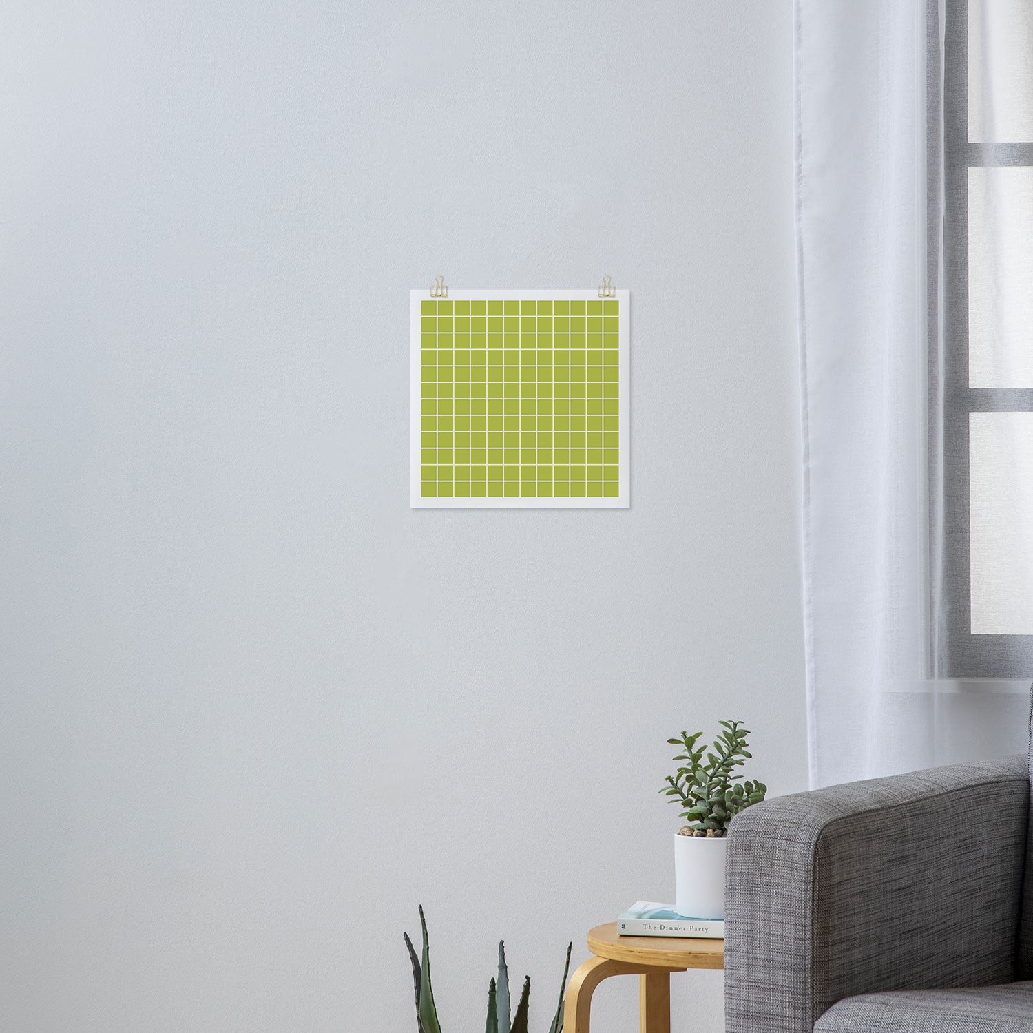 Grid Pattern Chartreuse 2 Art Print Gallery Image 3