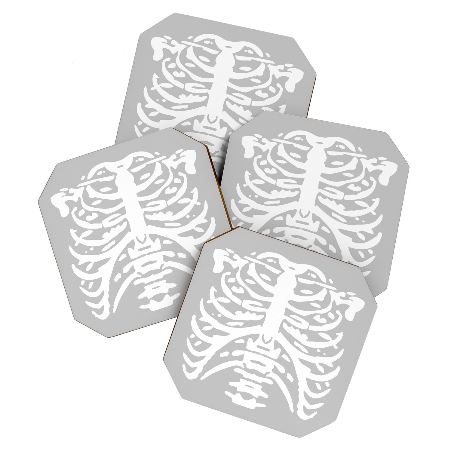 Human Rib Cage Pattern Gray 2 Coaster Gallery Image 1