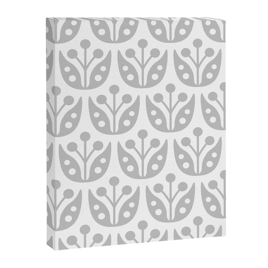 Mid Century Flower Pattern Gray Canvas Print Gallery Image 8