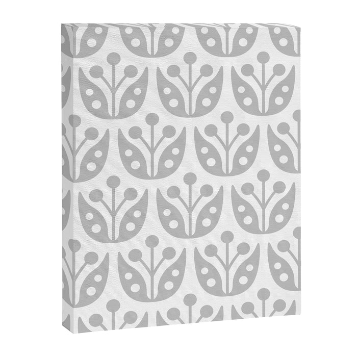 Mid Century Flower Pattern Gray Canvas Print Gallery Image 1