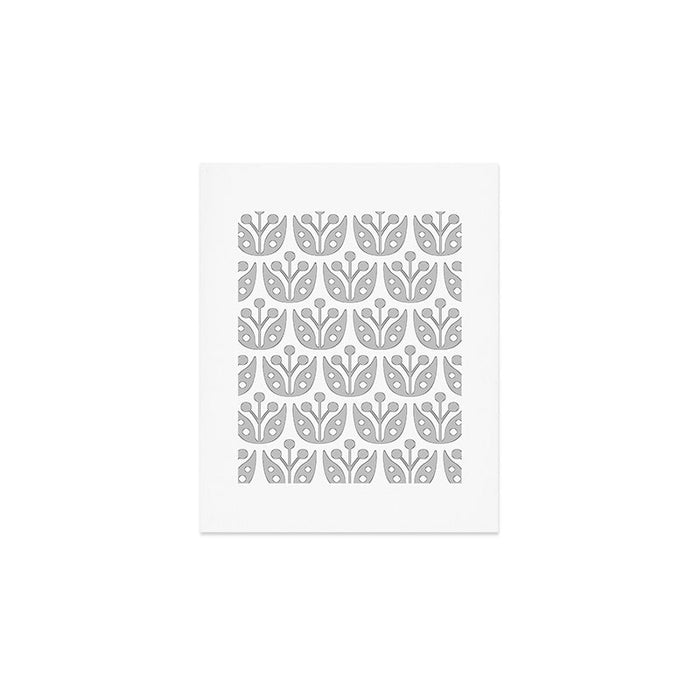 Mid Century Flower Pattern Gray Art Print Gallery Image 1