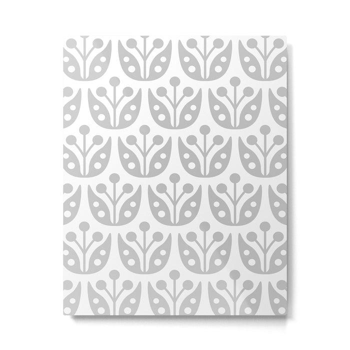 Mid Century Flower Pattern Gray Metal Print Gallery Image 1