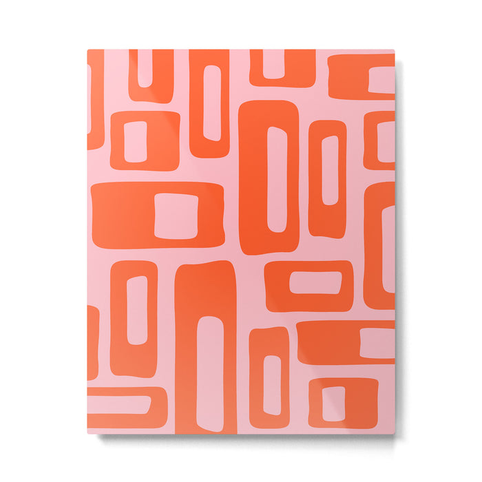 Mid Century Modern Abstract 921 Mid Mod Orange and Pink Metal Print Gallery Image 1