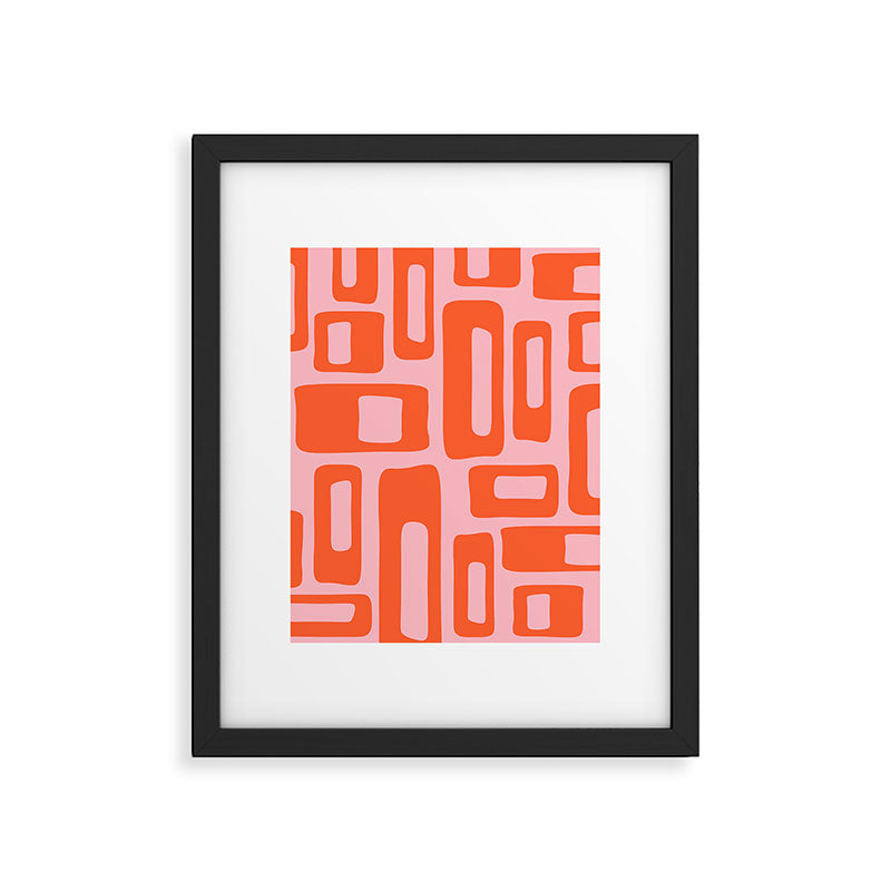 Mid Century Modern Abstract 921 Mid Mod Orange and Pink Framed Art Print Gallery Image 6