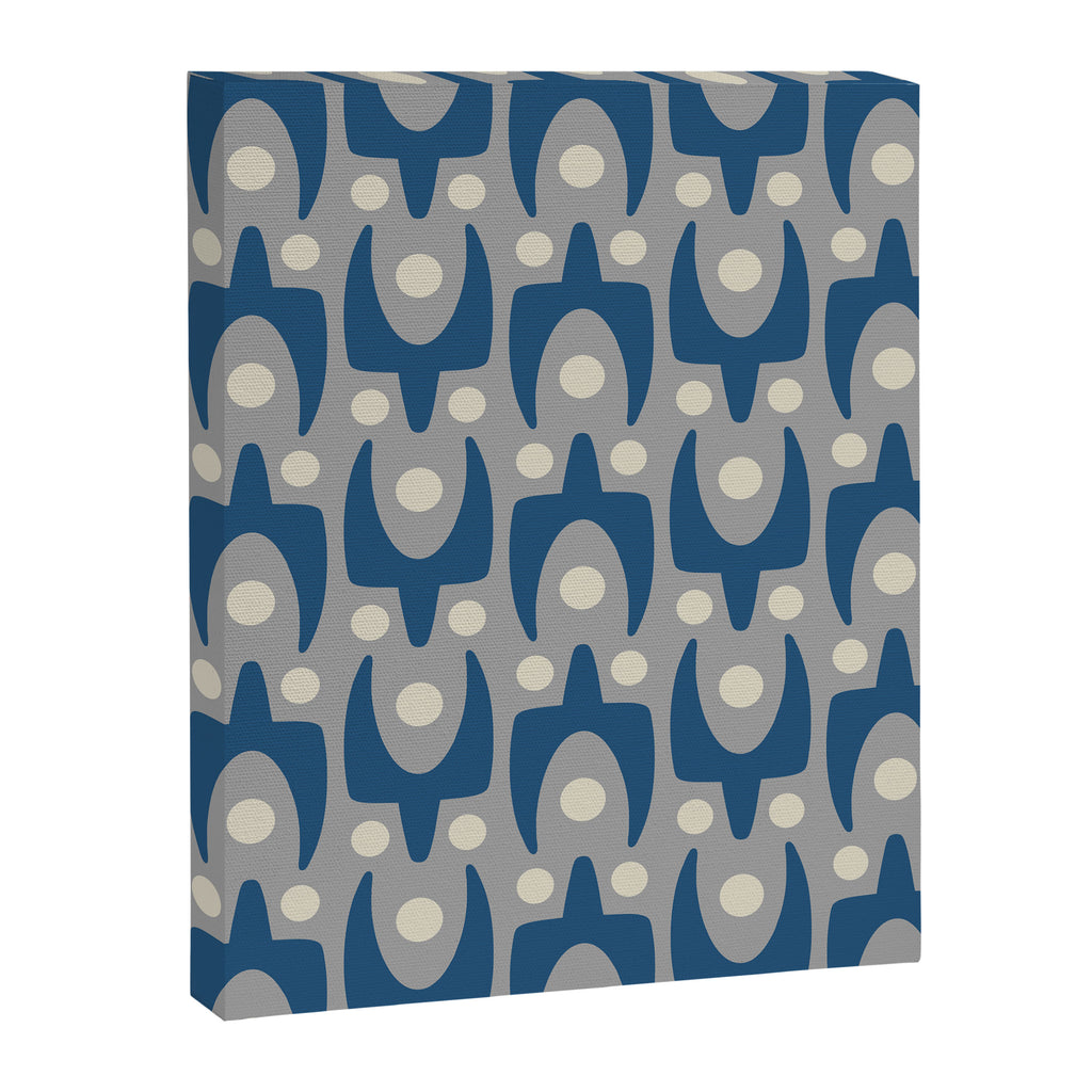 Mid Century Modern Abstract Pattern 147 Scandi Gray and Blue Canvas Print Gallery Image 8