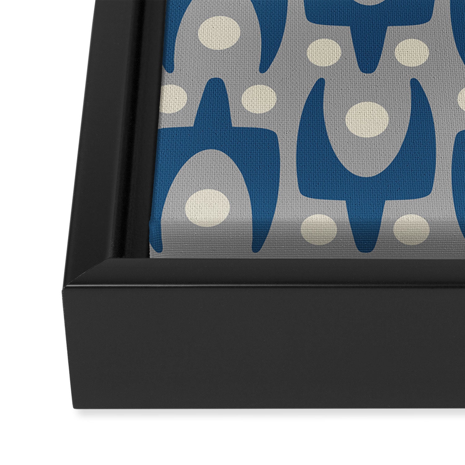 Mid Century Modern Abstract Pattern 147 Scandi Gray and Blue Framed Canvas Print Gallery Image 3