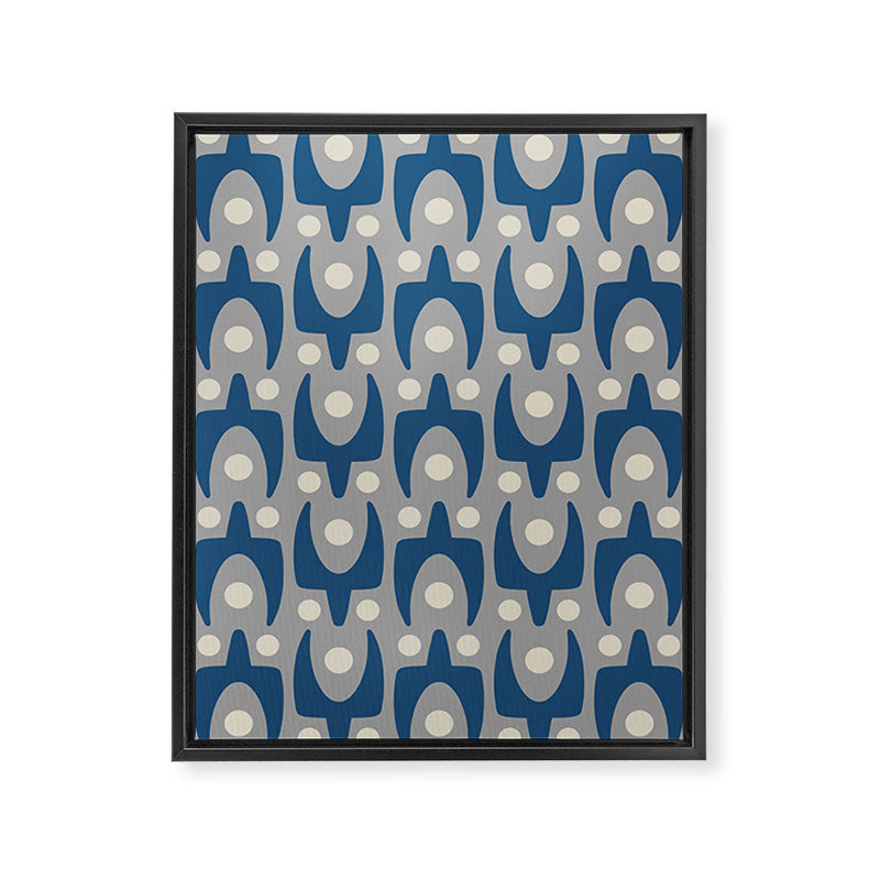 Mid Century Modern Abstract Pattern 147 Scandi Gray and Blue Framed Canvas Print Gallery Image 8