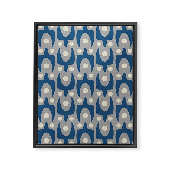 Mid Century Modern Abstract Pattern 147 Scandi Gray and Blue Framed Canvas Print Gallery Image 1