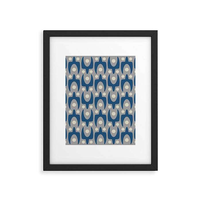 Mid Century Modern Abstract Pattern 147 Scandi Gray and Blue Framed Art Print Gallery Image 1