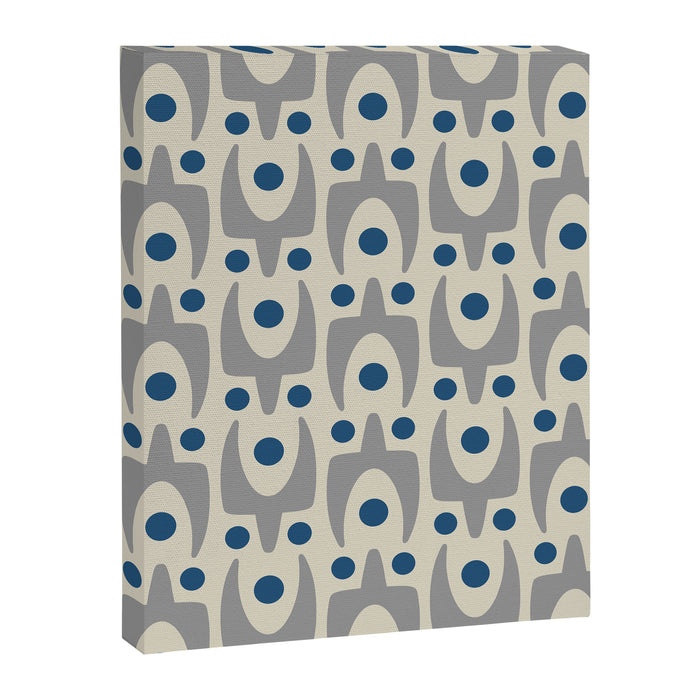 Mid Century Modern Abstract Pattern 149 Gray and Blue Canvas Print Gallery Image 1