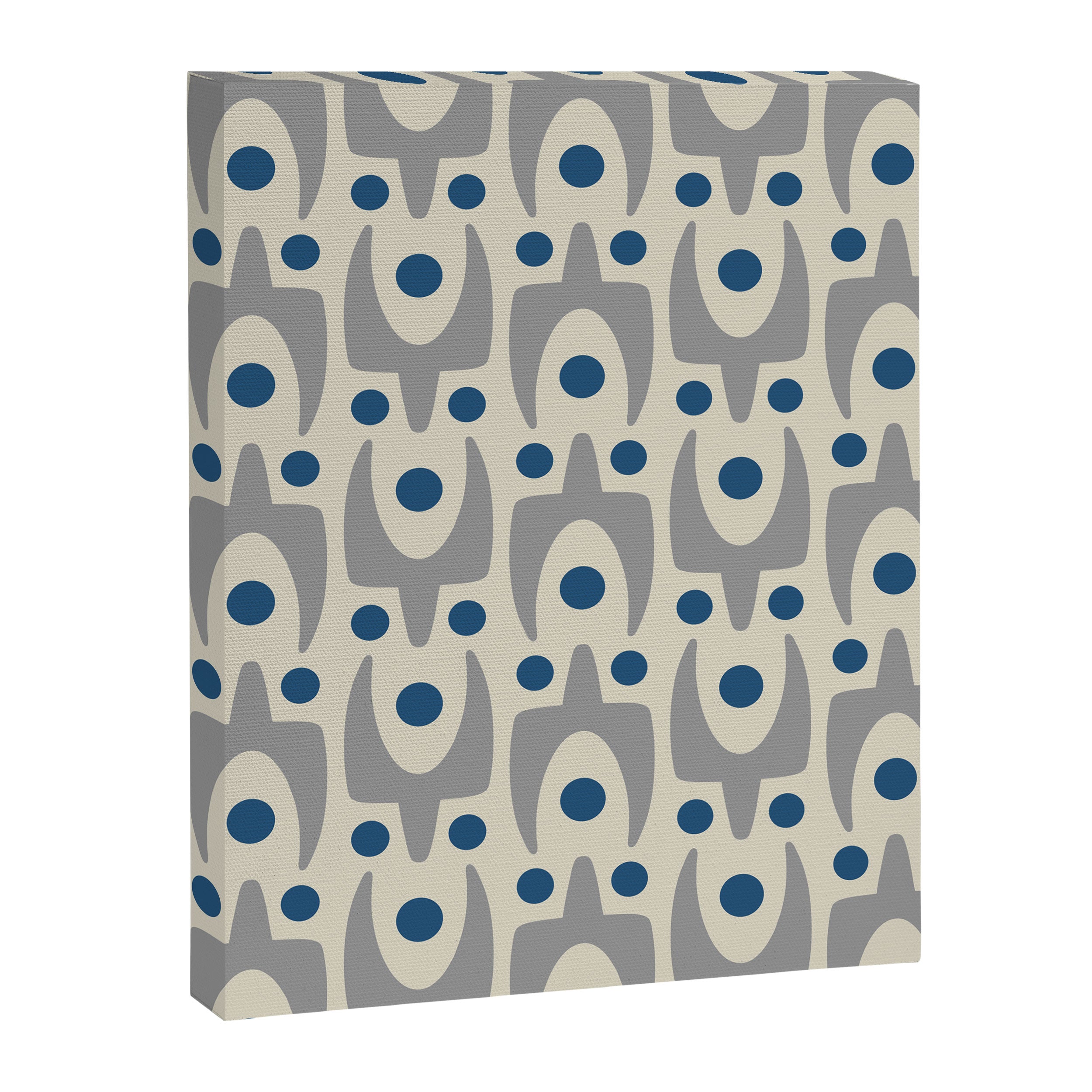 Mid Century Modern Abstract Pattern 149 Gray and Blue Canvas Print Gallery Image 8
