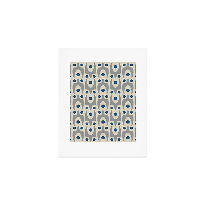 Mid Century Modern Abstract Pattern 149 Gray and Blue Art Print Gallery Image 1