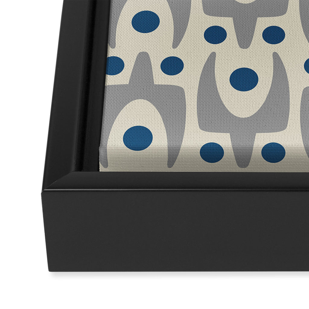 Mid Century Modern Abstract Pattern 149 Gray and Blue Framed Canvas Print Gallery Image 3