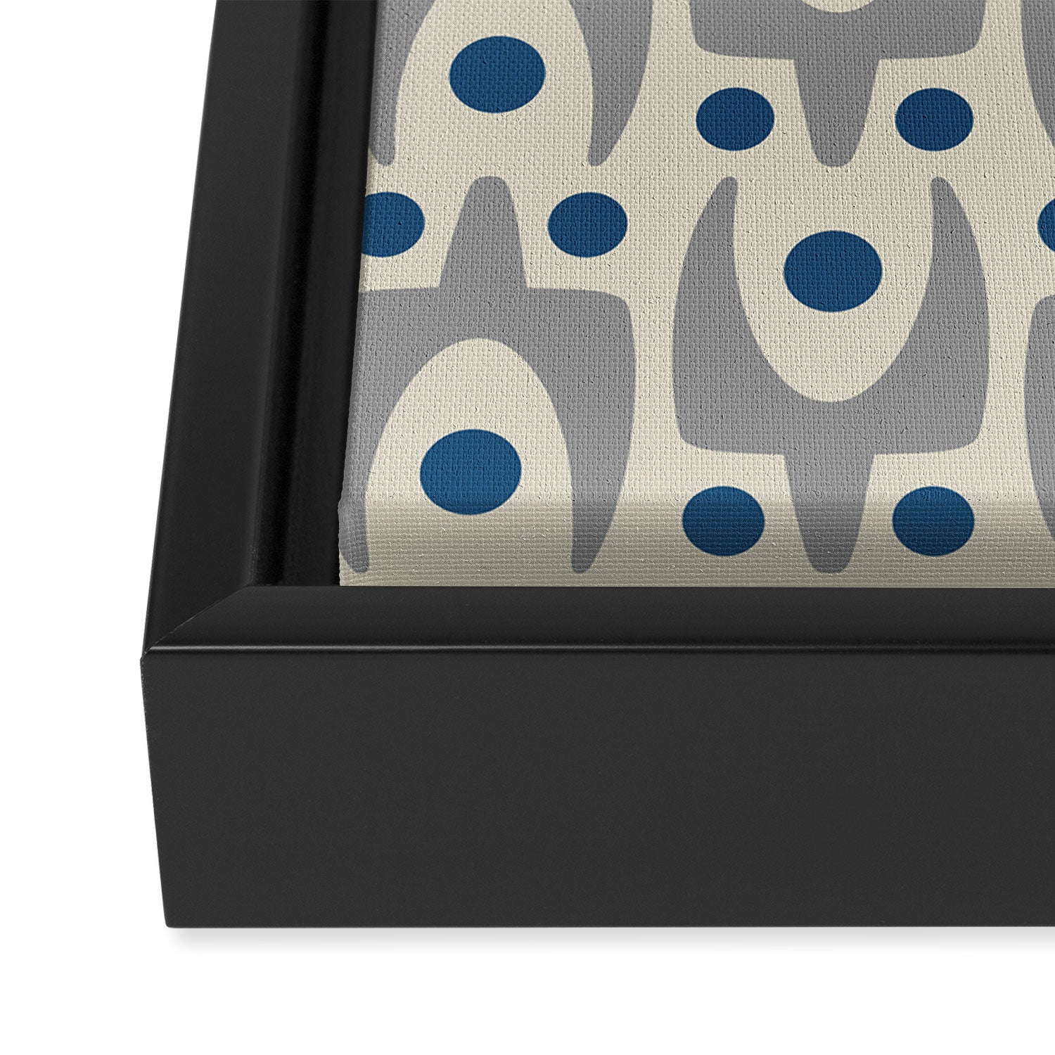 Mid Century Modern Abstract Pattern 149 Gray and Blue Framed Canvas Print Gallery Image 3