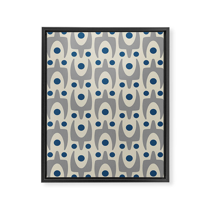 Mid Century Modern Abstract Pattern 149 Gray and Blue Framed Canvas Print Gallery Image 1