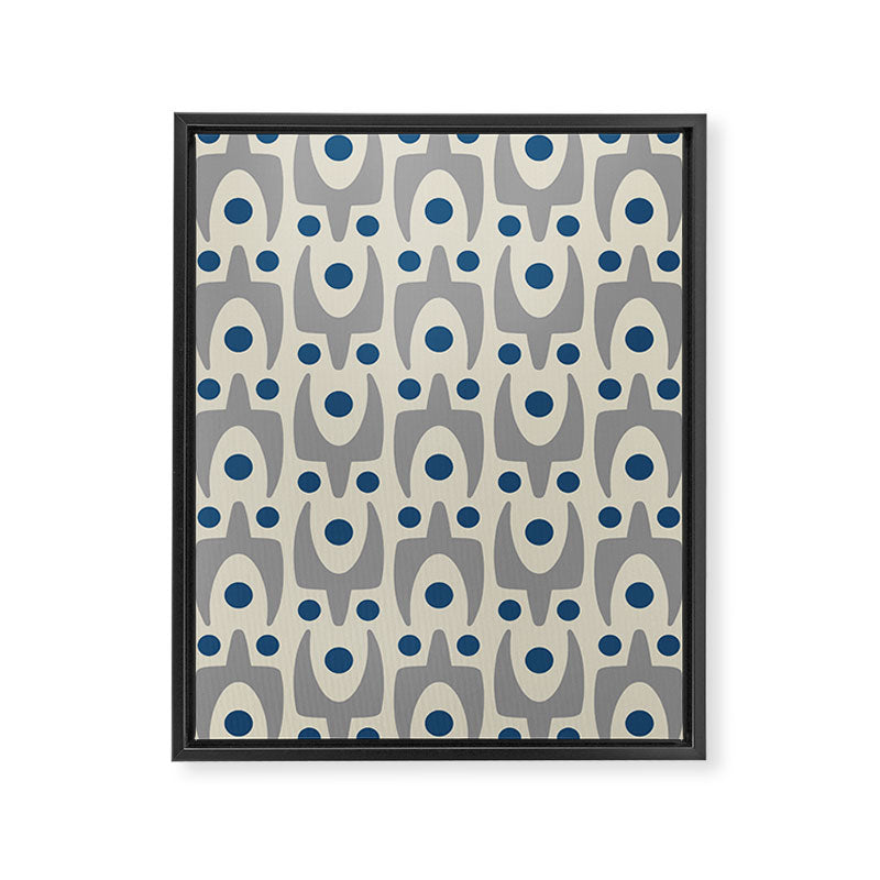 Mid Century Modern Abstract Pattern 149 Gray and Blue Framed Canvas Print Gallery Image 8