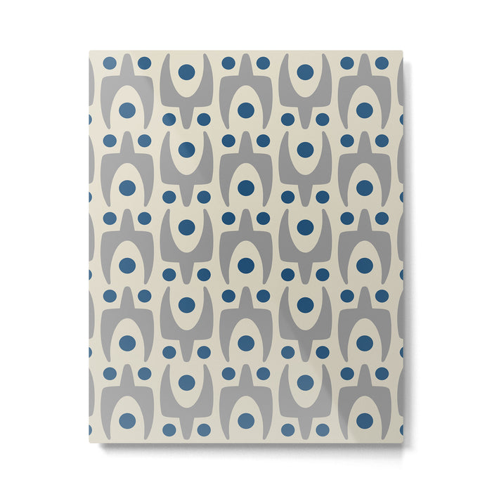 Mid Century Modern Abstract Pattern 149 Gray and Blue Metal Print Gallery Image 1
