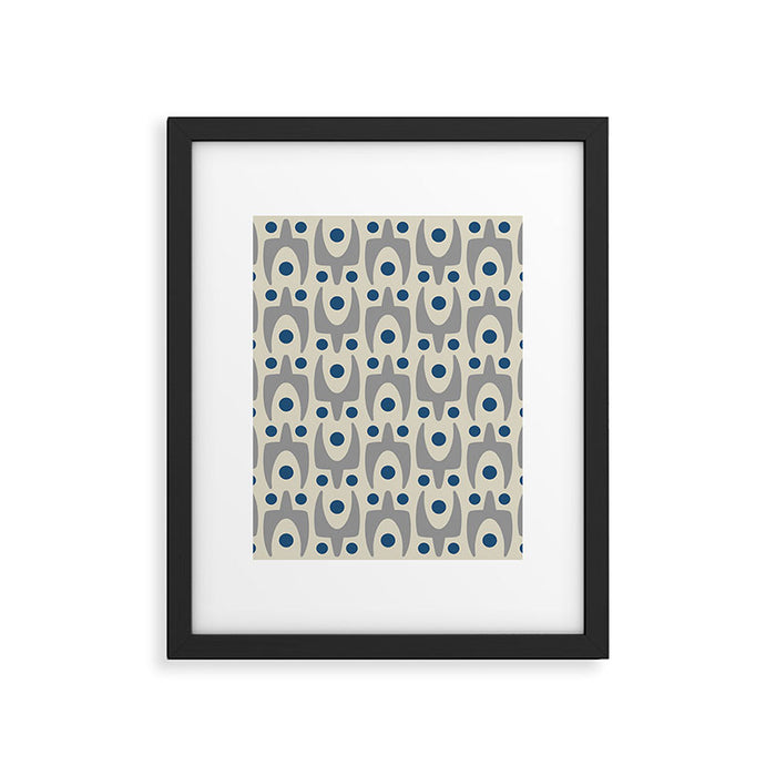 Mid Century Modern Abstract Pattern 149 Gray and Blue Framed Art Print Gallery Image 1