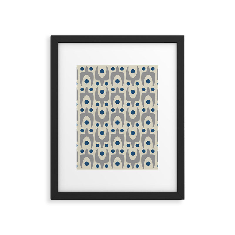 Mid Century Modern Abstract Pattern 149 Gray and Blue Framed Art Print Gallery Image 6