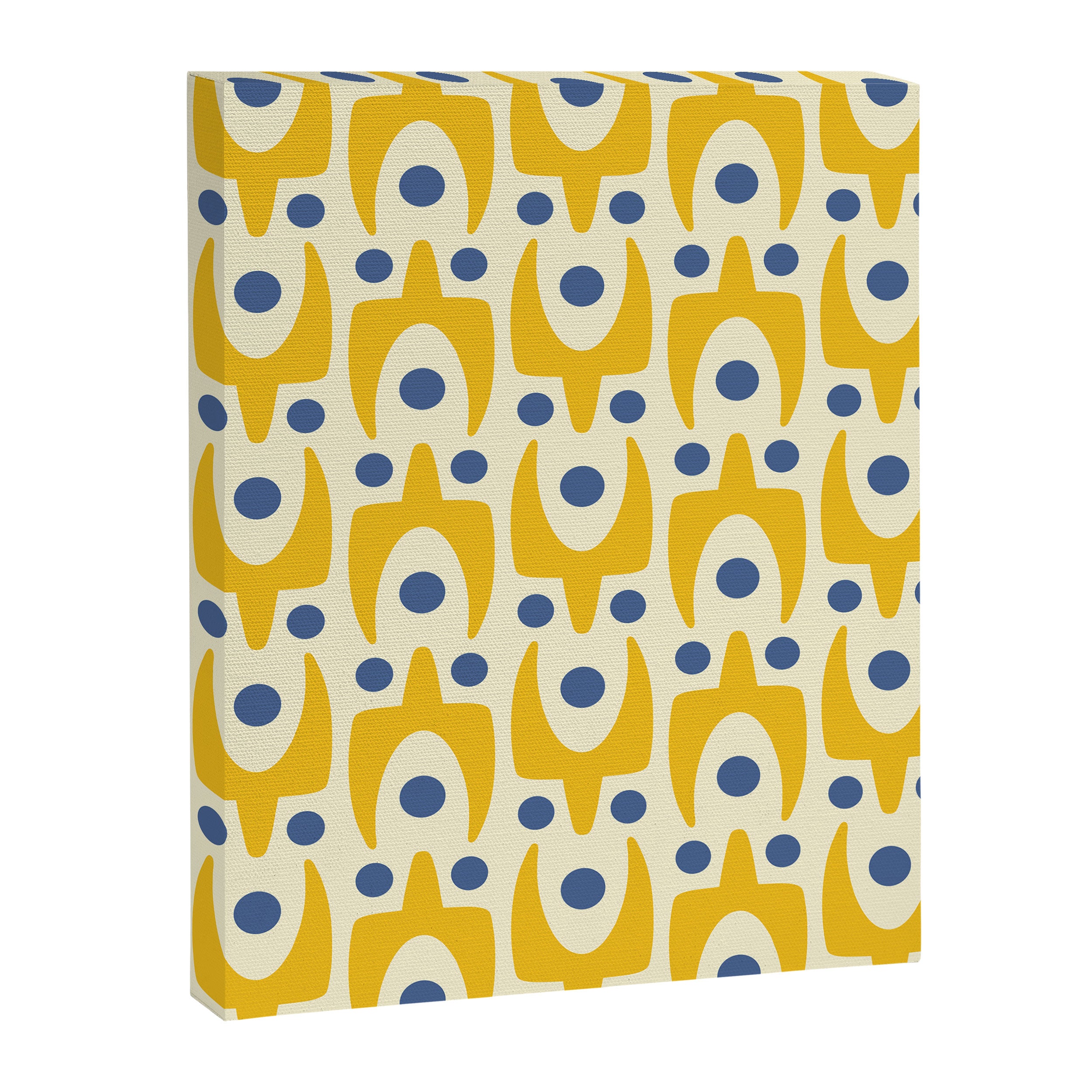 Mid Century Modern Abstract Pattern 641 Googie Yellow and Blue Canvas Print Gallery Image 8