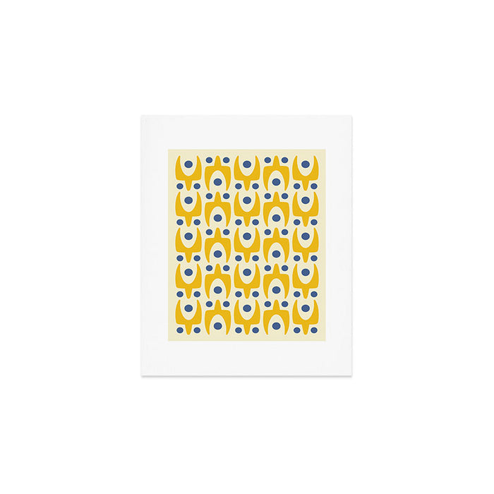 Mid Century Modern Abstract Pattern 641 Googie Yellow and Blue Art Print Gallery Image 1