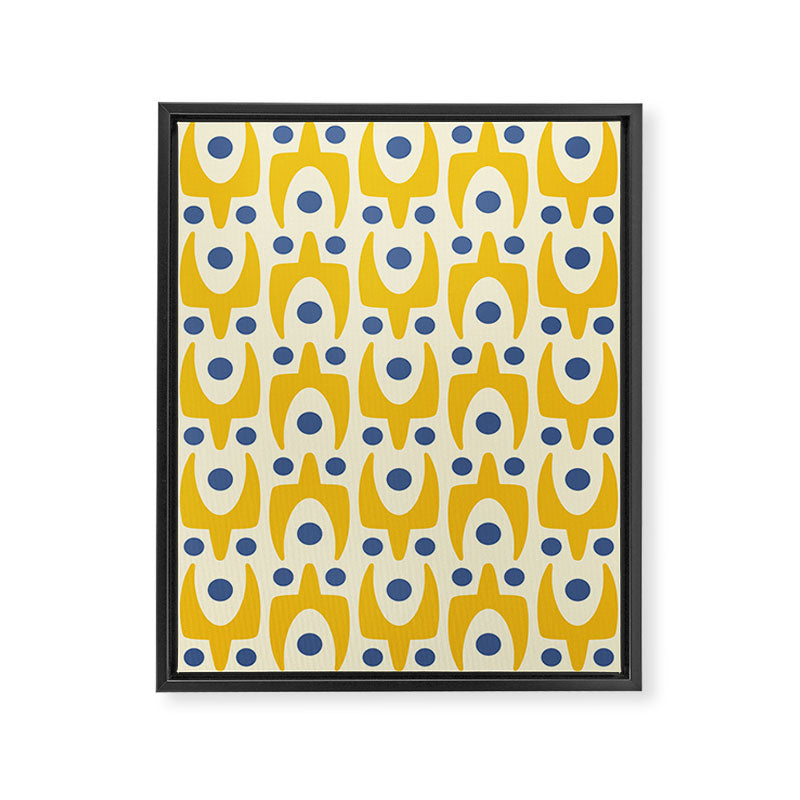Mid Century Modern Abstract Pattern 641 Googie Yellow and Blue Framed Canvas Print Gallery Image 8