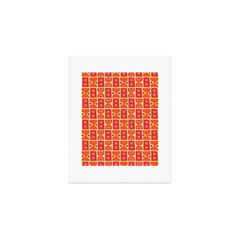 Mid Century Modern Abstract Pattern 721 Mid Mod Orange & Red Art Print Gallery Image 1