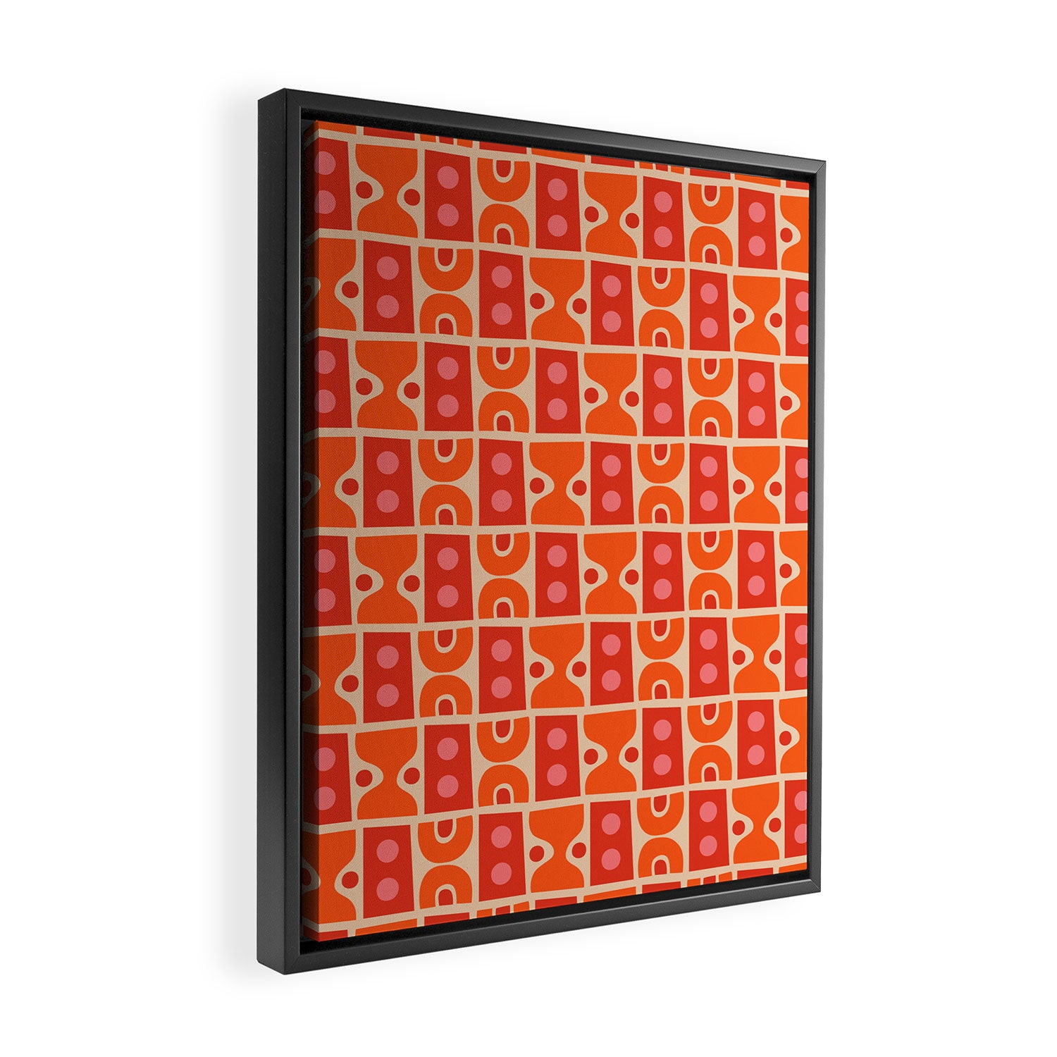 Mid Century Modern Abstract Pattern 721 Mid Mod Orange & Red Framed Canvas Print Gallery Image 2