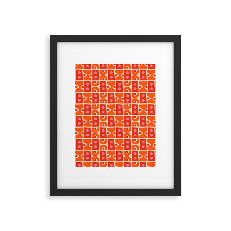 Mid Century Modern Abstract Pattern 721 Mid Mod Orange & Red Framed Art Print Gallery Image 6