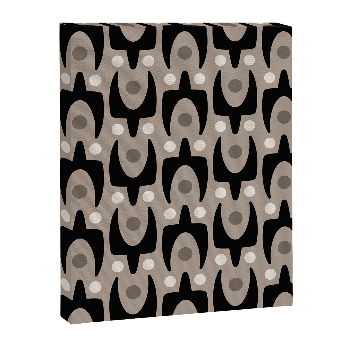 Mid Century Modern Abstract Pattern 755 Black and Beige Canvas Print Gallery Image 8