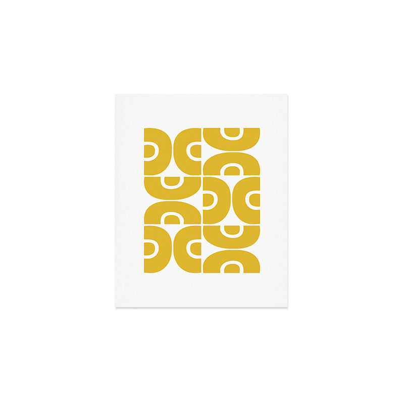 Mid Century Modern Abstract Pattern 7721 Mustard Yellow Art Print Gallery Image 1