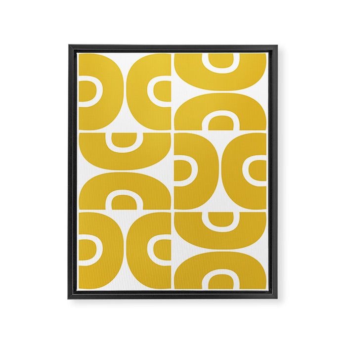 Mid Century Modern Abstract Pattern 7721 Mustard Yellow Framed Canvas Print Gallery Image 1