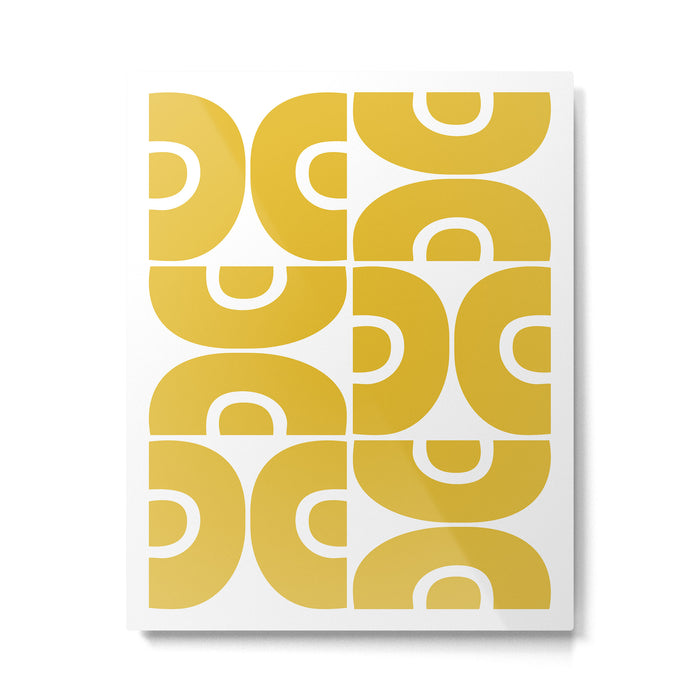 Mid Century Modern Abstract Pattern 7721 Mustard Yellow Metal Print Gallery Image 1