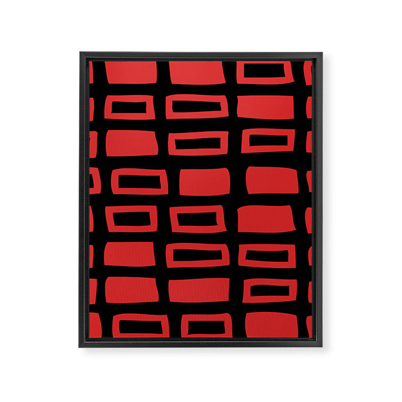 Mid Century Modern Abstract Squares Pattern 541 Black and Red Framed Canvas Print Gallery Image 8