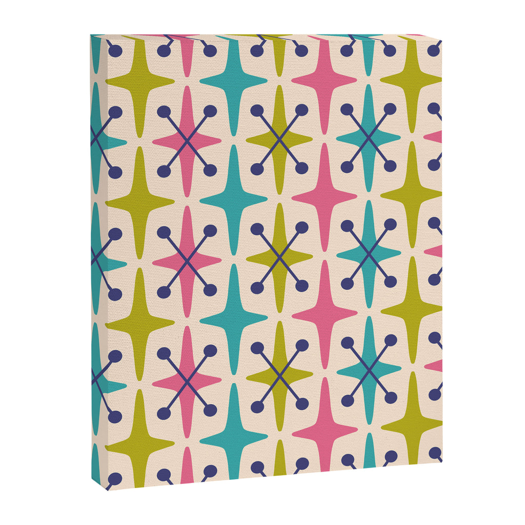 Mid Century Modern Abstract Starburst Pattern 942 Populuxe Pink Green and Blue Canvas Print Gallery Image 8