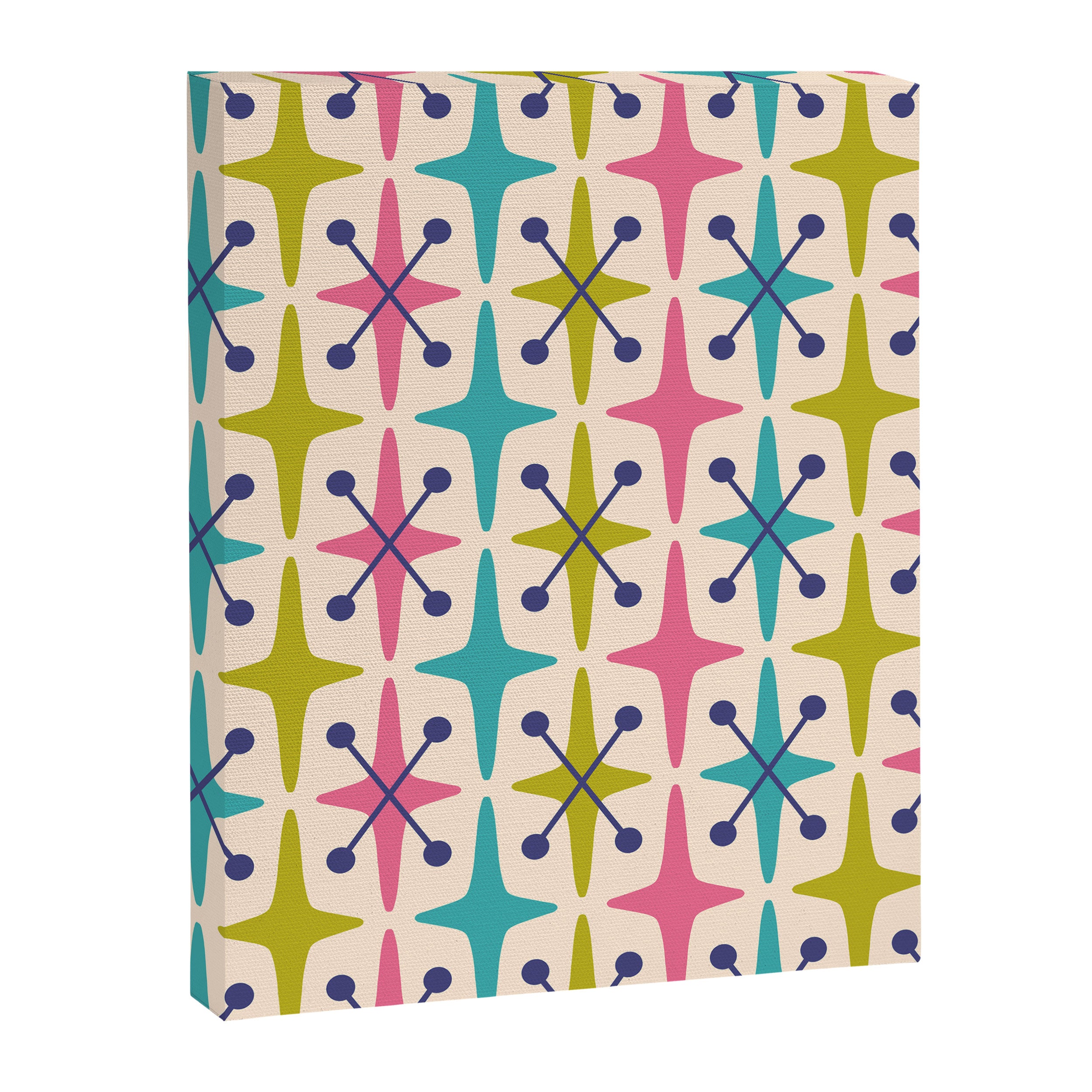 Mid Century Modern Abstract Starburst Pattern 942 Populuxe Pink Green and Blue Canvas Print Gallery Image 8