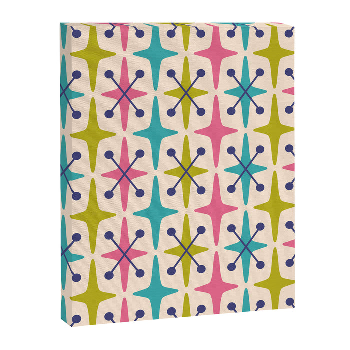 Mid Century Modern Abstract Starburst Pattern 942 Populuxe Pink Green and Blue Canvas Print Gallery Image 1
