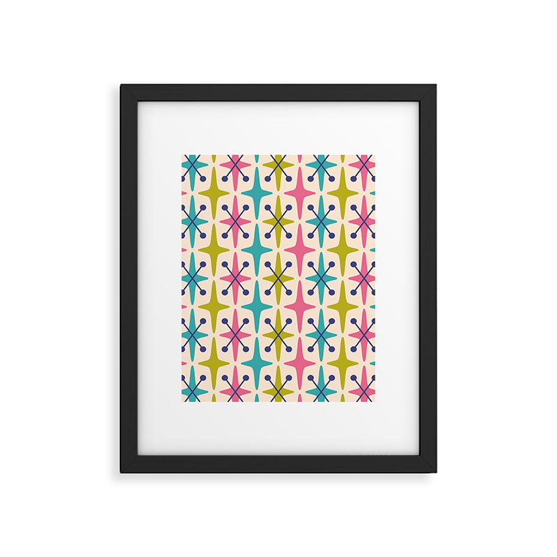 Mid Century Modern Abstract Starburst Pattern 942 Populuxe Pink Green and Blue Framed Art Print Gallery Image 6
