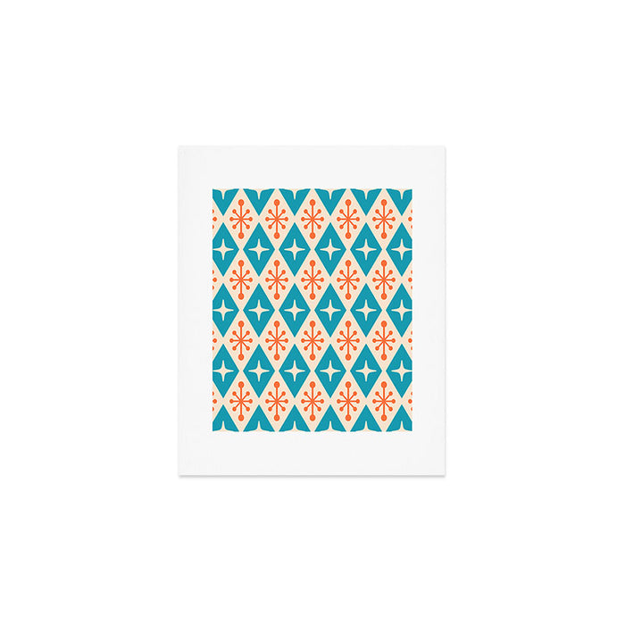 Mid Century Modern Atomic Age Googie Pattern 107 Turquoise and Orange Art Print Gallery Image 1