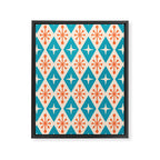 Mid Century Modern Atomic Age Googie Pattern 107 Turquoise and Orange Framed Canvas Print Gallery Image 8