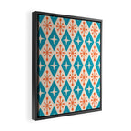 Mid Century Modern Atomic Age Googie Pattern 107 Turquoise and Orange Framed Canvas Print Gallery Image 2